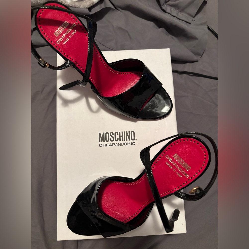 Moschino Black Patent Leather Heels